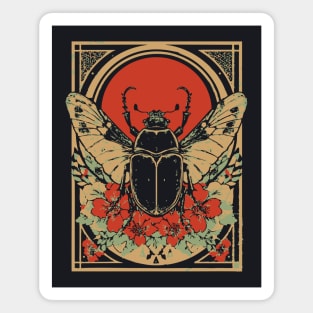 Gothic Hercules Beetle Japanese Insect Art Botanical Rhino Design Magnet